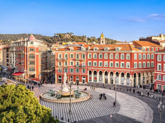 Aerial view of Place Massena in Nice, France